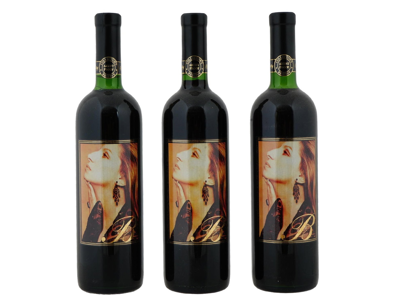 BARBRA STREISAND BOTTLES OF CABERNET SAUVIGNON WINE: A lot of three Celebrity Cellars Barbra Streisand bottles of Cabernet Sauvignon wine, 1995. This American 1995 Cabernet Sauvignon is made from the finest Californian grapes, vinted and bottled by the