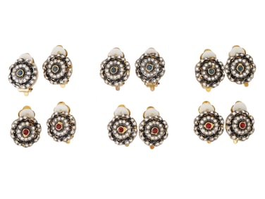 VINTAGE JEWELED CLIP ON EARRINGS