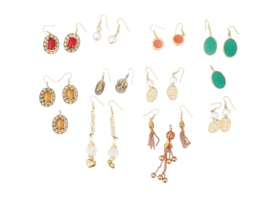VINTAGE JEWELED DANGLE EARRINGS AND PENDANTS