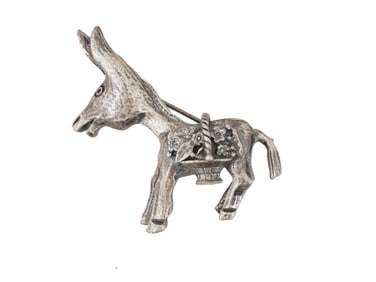 TRIFARI MANNER DONKEY SCULPTURAL METAL BROOCH