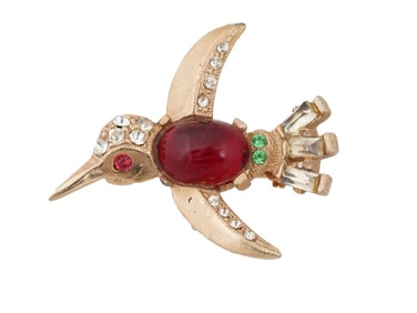 TRIFARI MANNER HUMMING BIRD SCULPTURAL BROOCH