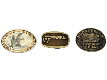 COWBOY BRASS BELT BUCKLES TEXAS BARLOW DUCKS LEWIS