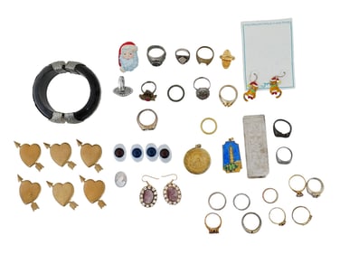 VINTAGE JEWELRY GOLD RINGS EARRINGS BROOCHES