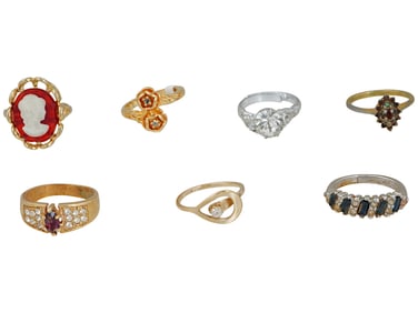 VINTAGE COSTUME JEWELRY RINGS WITH CUBIC ZIRCONIA