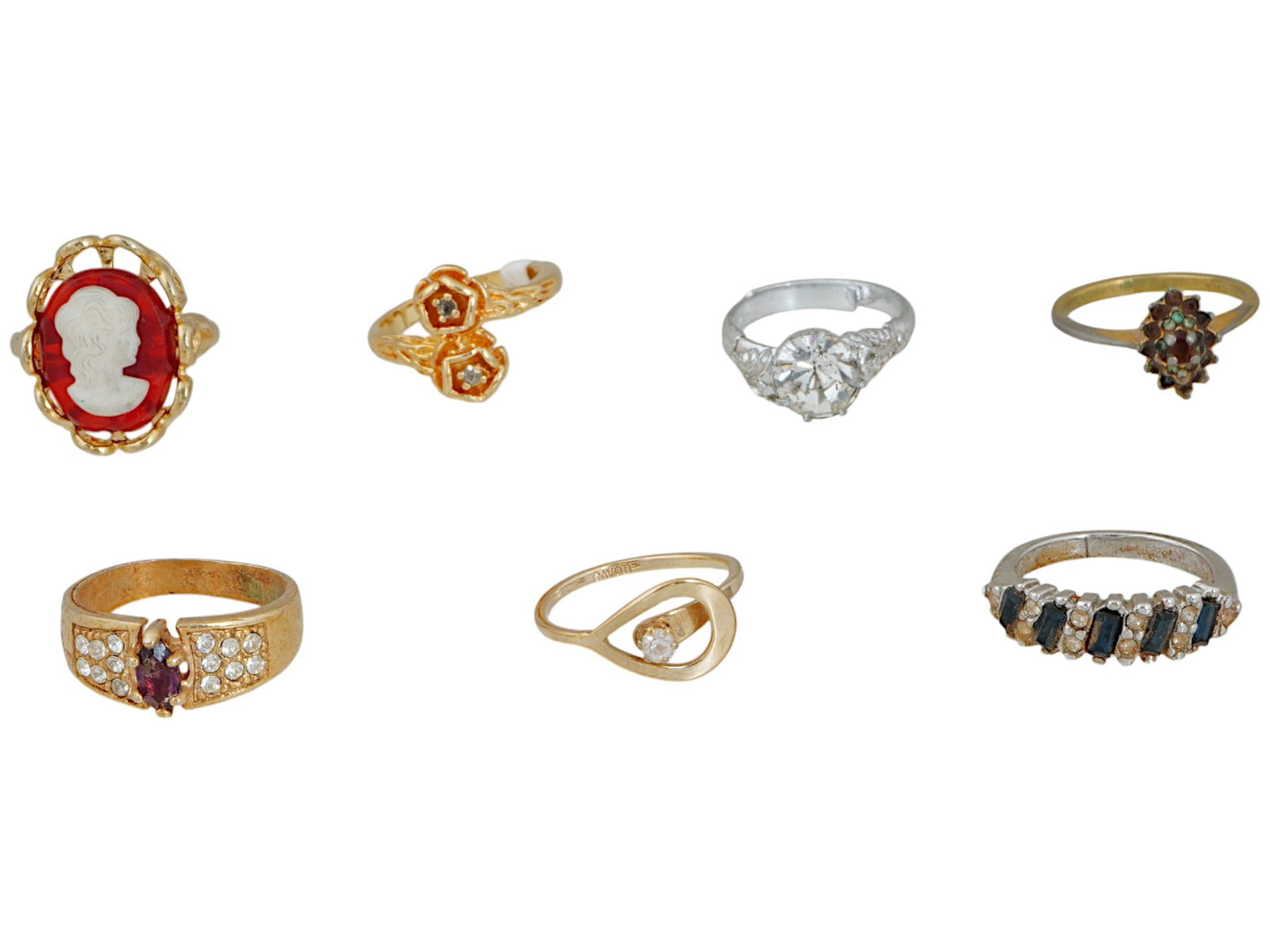 VINTAGE COSTUME JEWELRY RINGS WITH CUBIC ZIRCONIA (1 of 3)