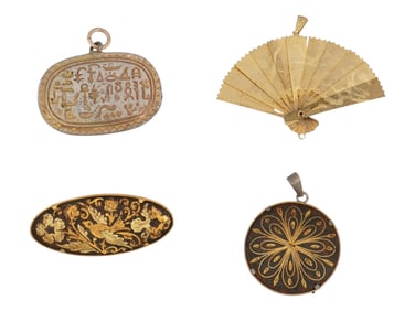 LOT OF VINTAGE PENDANTS AND PIN BADGE