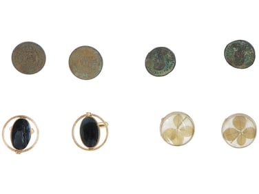FOUR PAIRS OF VINTAGE COSTUME JEWELRY CUFFLINKS