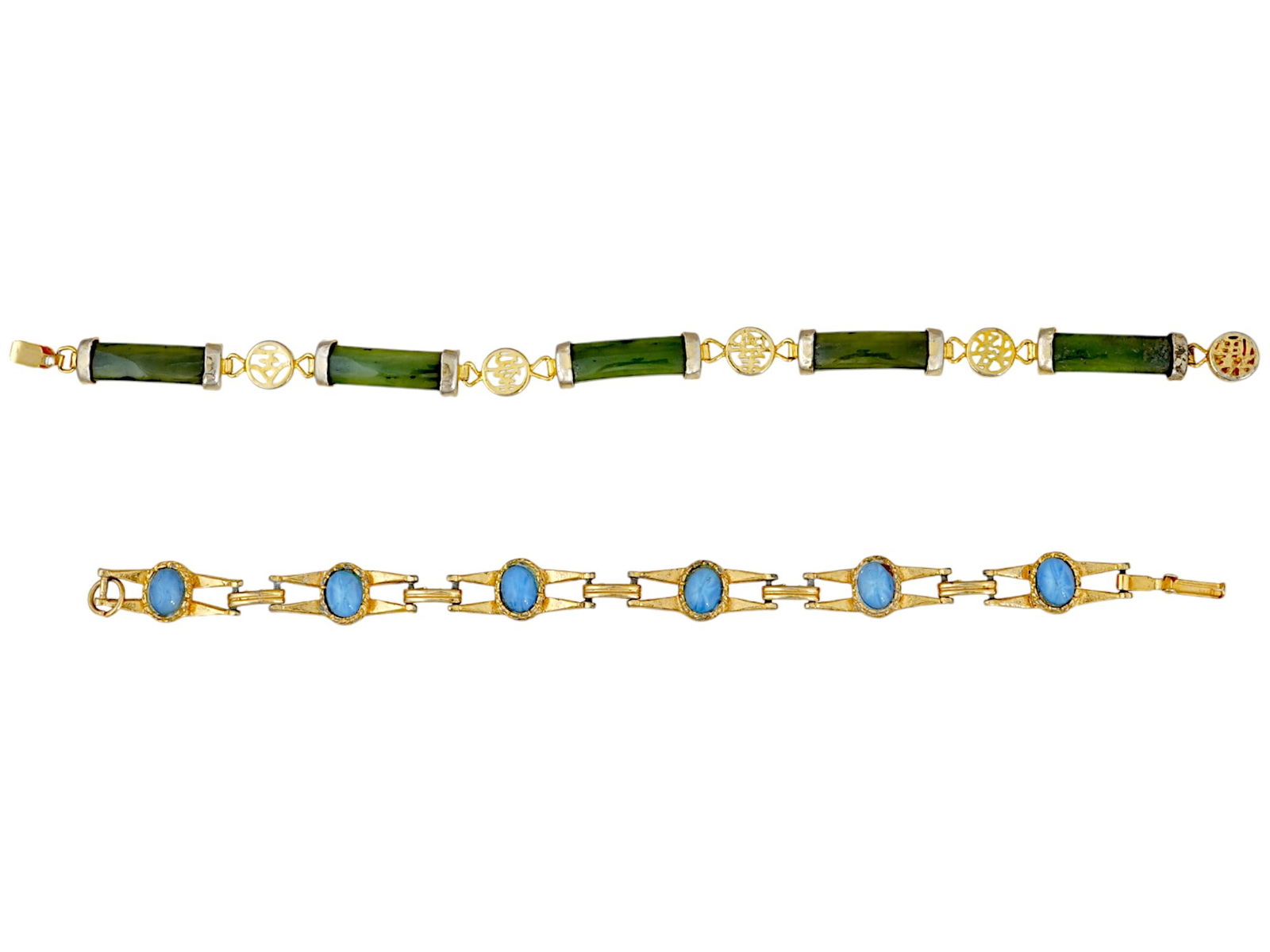 LOT OF TWO VINTAGE STONE JEWELRY BRACELETS (1 of 4)