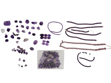 COLLECTION OF VARIOUS AMETHYST BEADS FOR JEWELRY