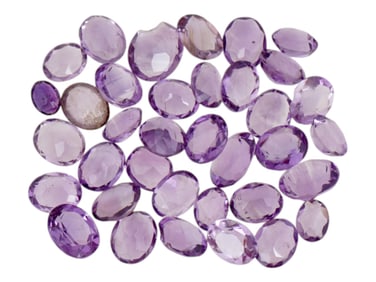 COLLECTION OF OVAL FACETED AMETHYST BEADS