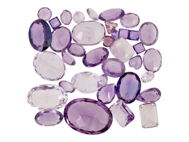 COLLECTION OF VARIOUS FACETED AMETHYST GEMSTONES