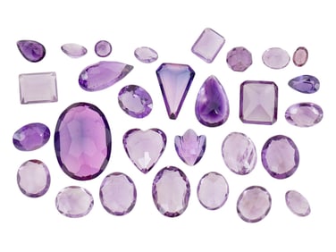COLLECTION OF VARIOUS FACETED AMETHYST GEMSTONES
