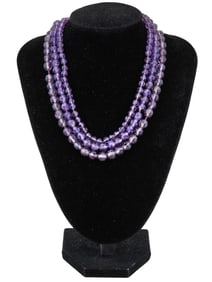 STRING OF AMETHYST BEADS FOR NECKLACE