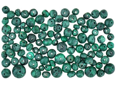 COLLECTION OF MALACHITE BEADS FOR JEWELRY
