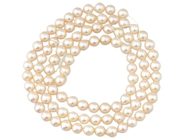 STRING OF NATURAL PEARL BEADS FOR NECKLACE