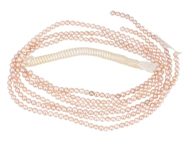 SEVERAL STRINGS OF ROUNDED NATURAL PEARLS FOR JEWELRY