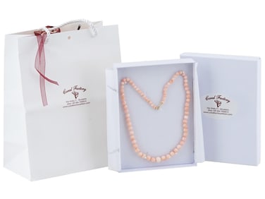 CORAL FACTORY 18K YELLOW GOLD PINK CORAL NECKLACE