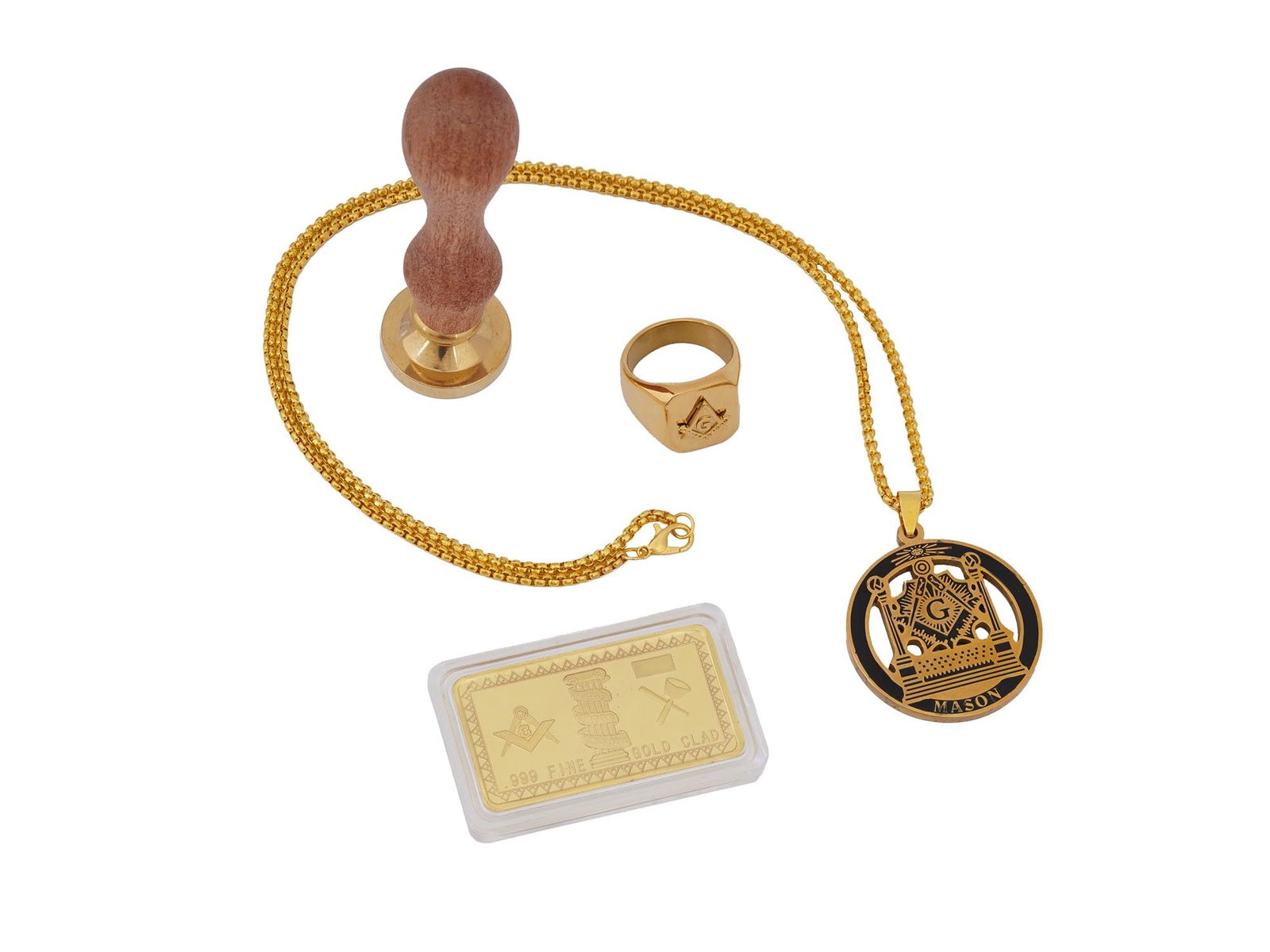 FOUR MASONIC THEMED COLLECTIBLES PENDANT RING SEAL (1 of 8)