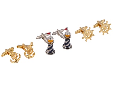 COLLECTION OF NAUTICAL DESIGN FIGURAL CUFFLINKS