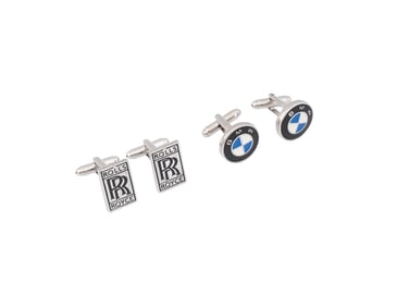 VTG STERLING SILVER BMW AND ROLLS ROYCE CUFFLINKS