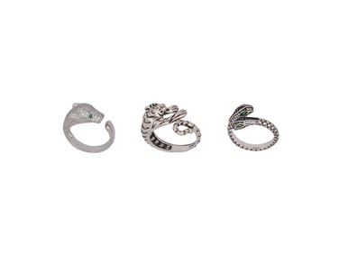 LOT OF THREE STERLING SILVER ANIMAL RINGS