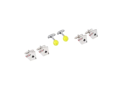 VINTAGE STERLING SILVER TENNIS AND POCKER CUFFLINKS