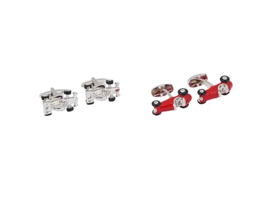 VINTAGE STERLING SILVER FORMULA ONE CAR CUFFLINKS