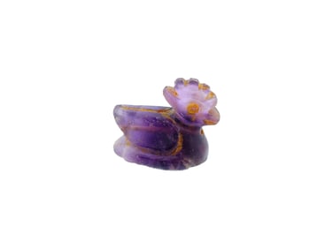 SMALL ISLAMIC HAND CARVED AMETHYST DUCK AMULET