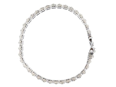 VINTAGE ST SILVER TENNIS BRACELET W RHINESTONES