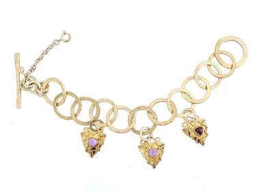 VINTAGE STERLING SILVER GOLD TONE CHARM BRACELET