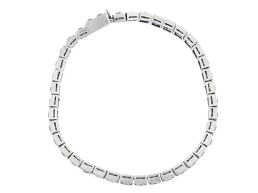VINTAGE ST SILVER TENNIS BRACELET W RHINESTONES