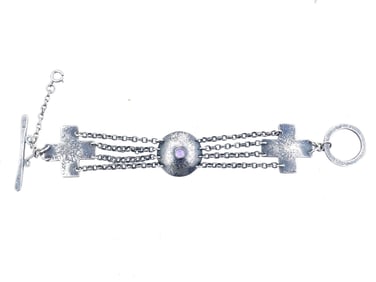 VINTAGE STERLING SILVER AND AMETHYST BRACELET