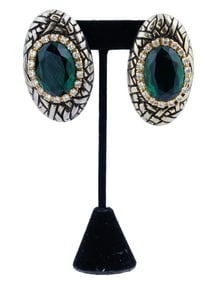 VINTAGE JEWELED CLIP ON EARRINGS