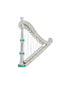 VINTAGE HARP DESIGN FIGURAL COSTUME JEWELRY BROOCH