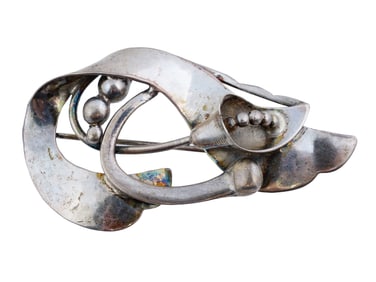 VINTAGE FLORAL DESIGN STERLING SILVER JEWELRY BROOCH