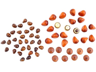 COLLECTION OF ASSORTED HAND CARVED WOODEN BEADS