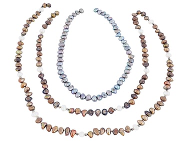 COLLECTION OF BAROQUE PEARLS STRUNG INTO NECKLACES