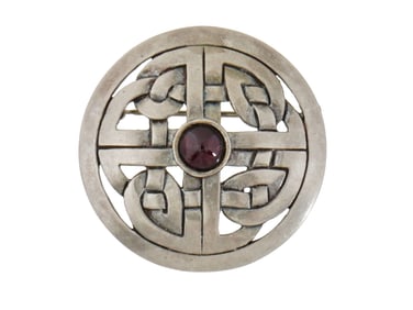 METROPOLITAN MUSEUM SILVER GARNET IRISH CELTIC PIN
