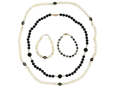 ASIAN 14K GOLD BEADED SETS OF NECKLACES BRACELETS