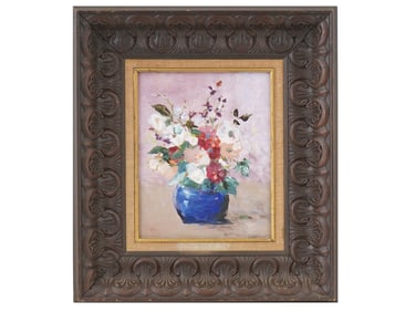VINTAGE FLORAL STILL LIFE OIL PAINTING SIGNED