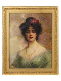 ANTIQUE PAINTING SIGNED ROBERT HAHN PORTRAIT OF A WOMAN