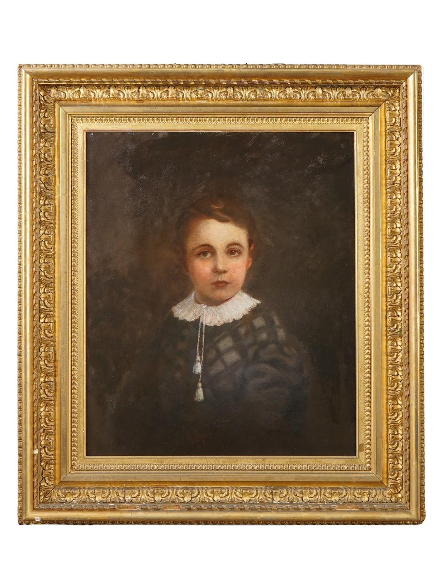 ANTIQUE BRITISH PAINTING OF FRANKLIN ALDEN BATCHELLER: An antique British School oil painting on board, Portrait of Franklin Alden Batcheller, 1852 to 1857. This portrait captures the likeness of the young sitter with delicate attention to detail and peri