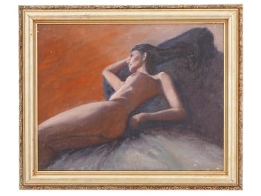 MID CENT AMERICAN FEMALE NUDE OIL PAINTING
