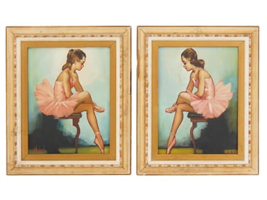 BALLET DANCER OIL PAINTINGS SIGNED MICHELLE