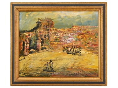 MORRIS KATZ JERUSALEM CITYSCAPE OIL PAINTING