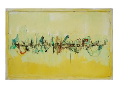 INDIAN ABSTRACT OIL PAINTING SIGNED VASUDEO GAITONDE