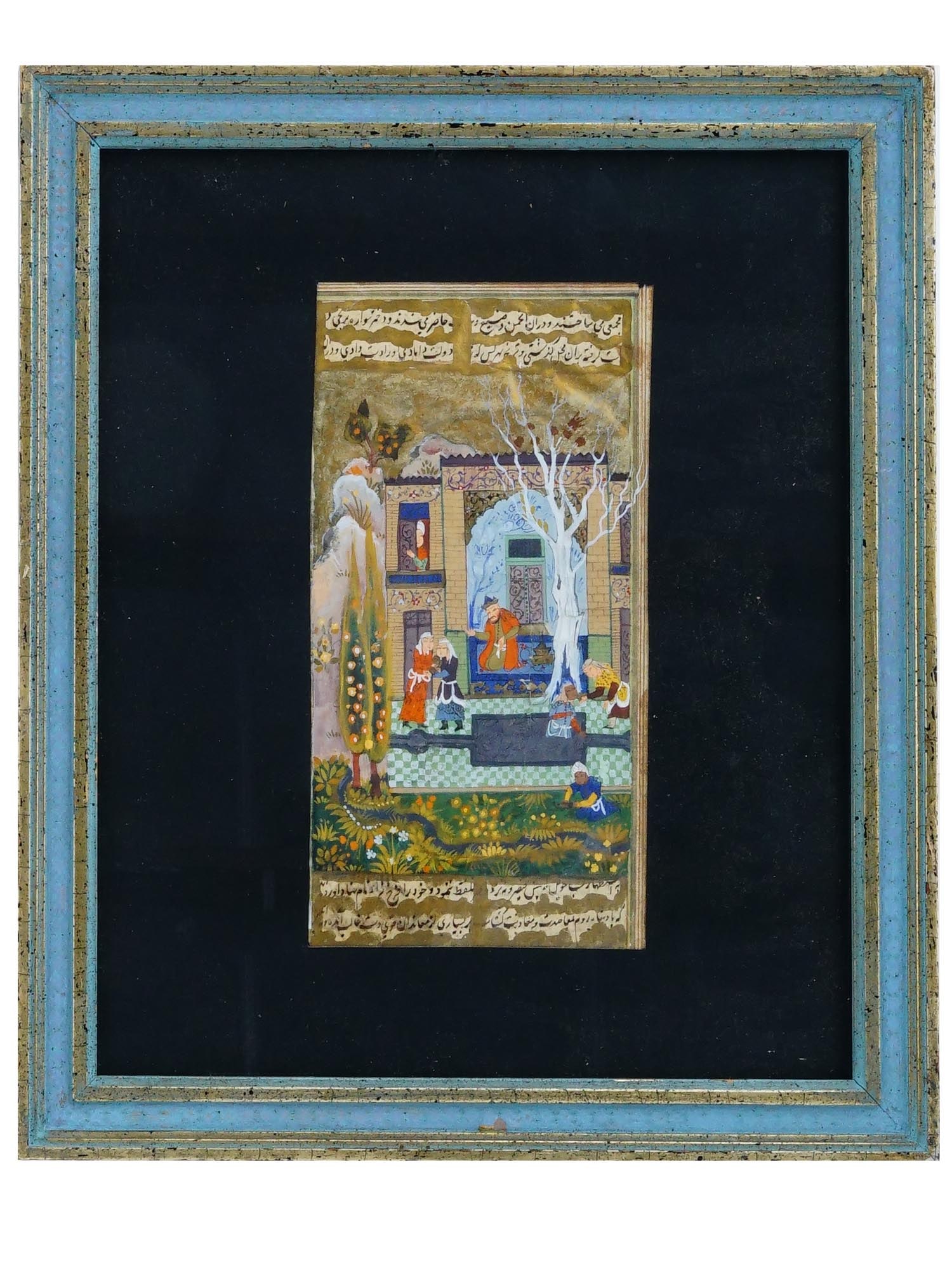 ANTIQUE PERSIAN MUGHAL MINIATURE PAINTING W MANUSCRIPT (1 of 5)