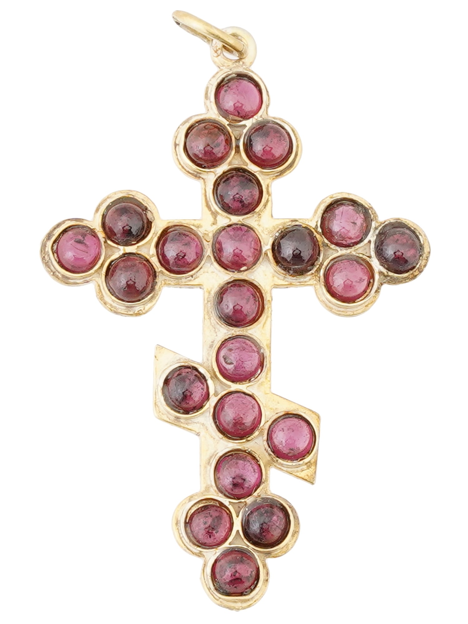 RUSSIAN ORTHODOX GILT SILVER CROSS PENDANT WITH GARNETS (1 of 7)