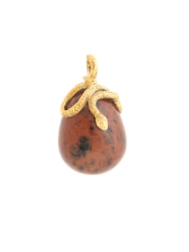 RUSSIAN GILT SILVER JASPER SNAKE EASTER EGG PENDANT