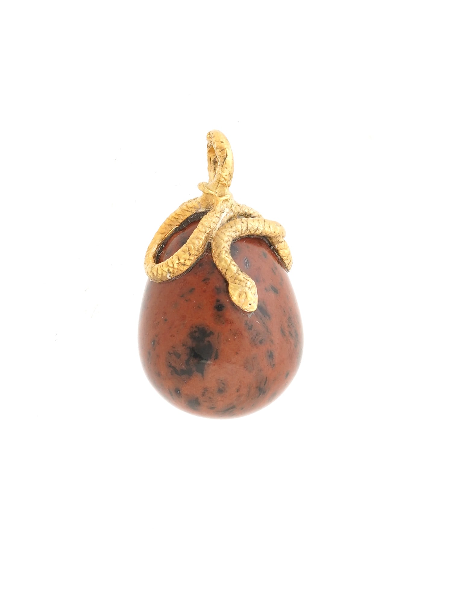 RUSSIAN GILT SILVER JASPER SNAKE EASTER EGG PENDANT (1 of 6)